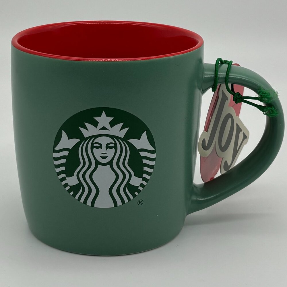 Starbucks Coffee Mug Mermaid Green Exterior Red Interior 11 Ounces New With Tags
